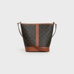 SMALL BUCKET IN TRIOMPHE CANVAS AND CALFSKIN TAN - Image 3